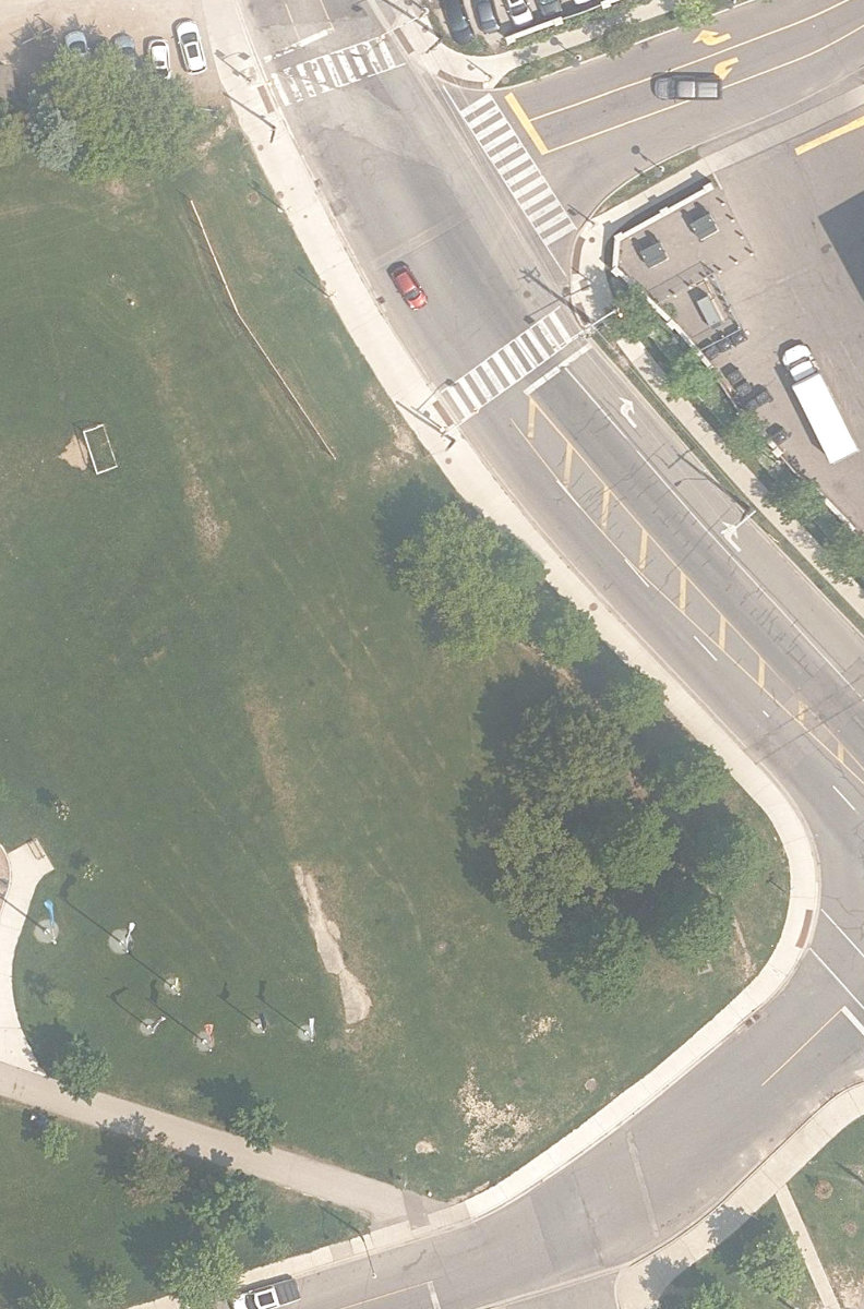 Maple Claire Park, aerial top-down view