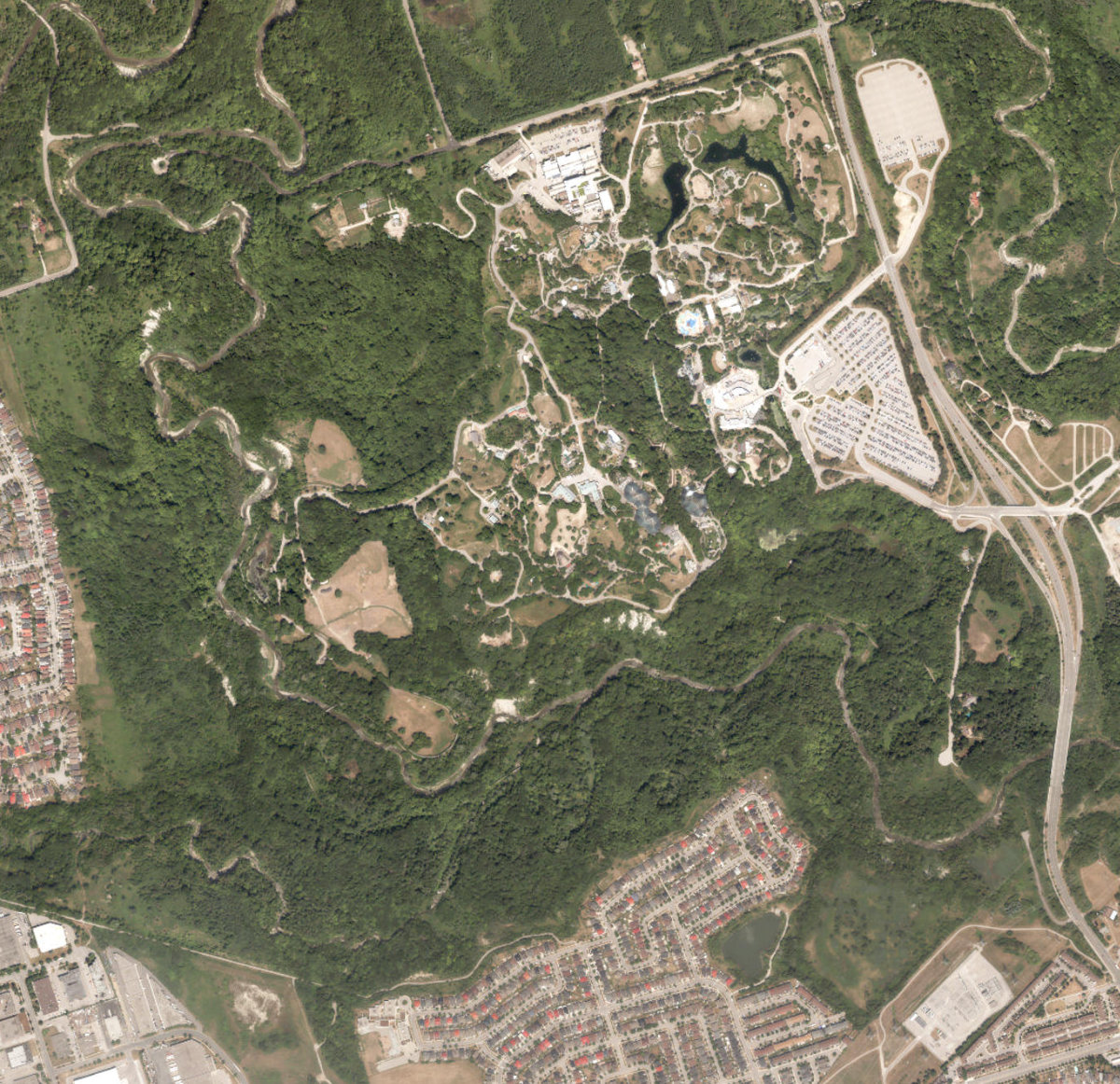 Toronto Zoo, aerial top-down view