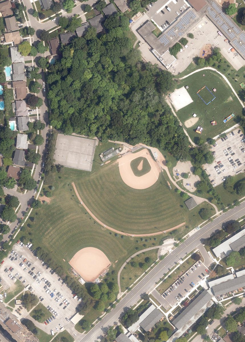 Millwood Park, aerial top-down view