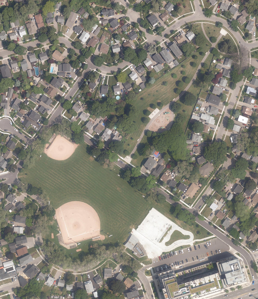 Queensway Park, aerial top-down view