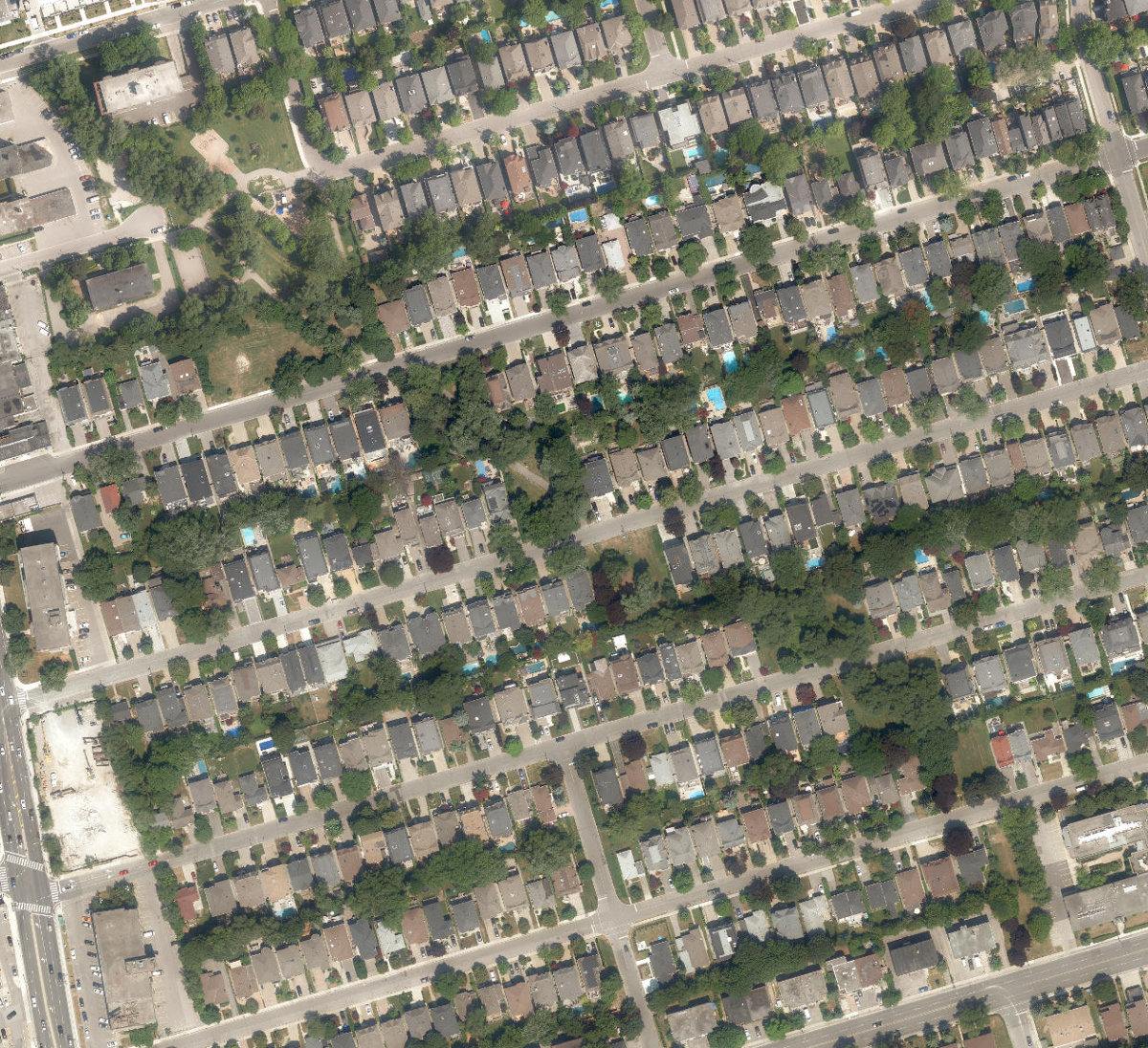 Woburn Park - North York, aerial top-down view