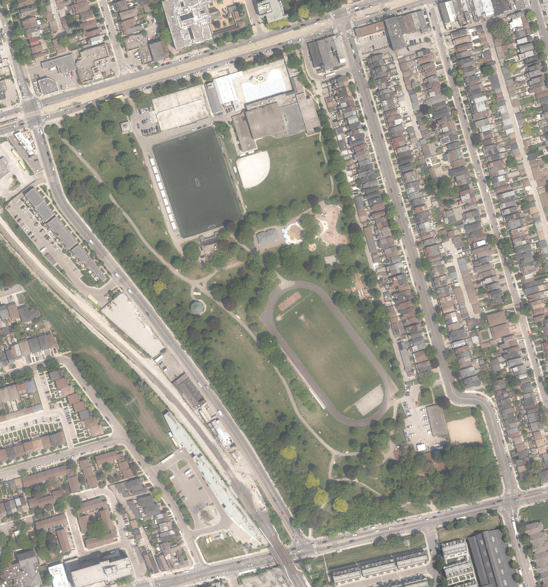 Earlscourt Park, aerial top-down view