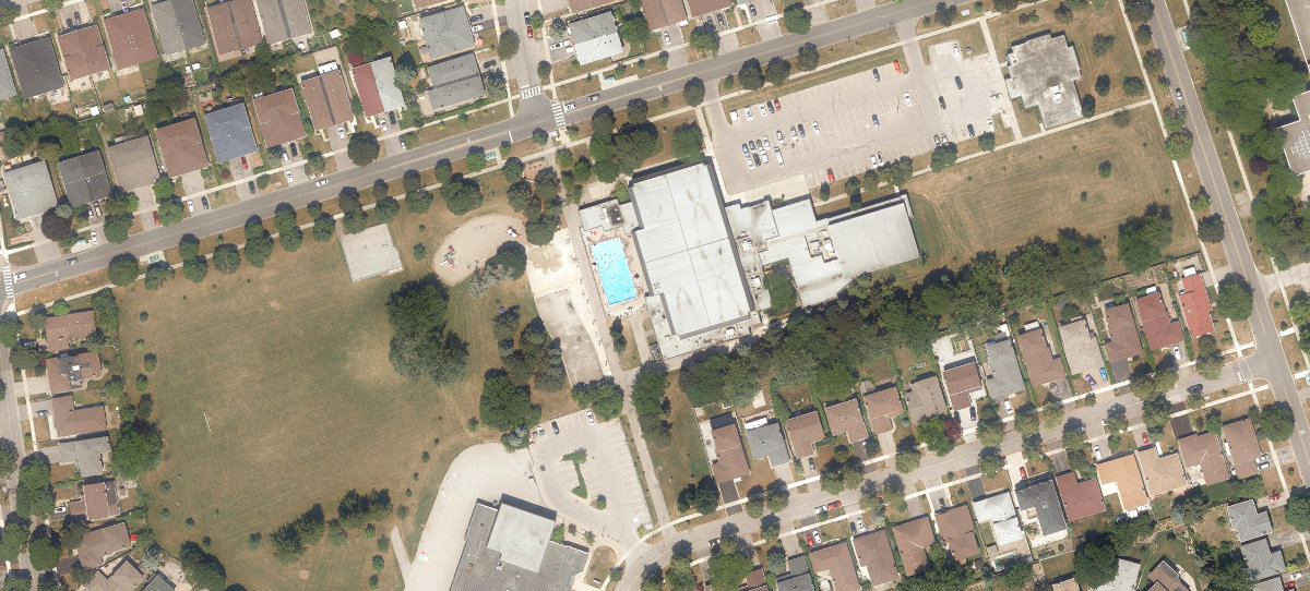 Van Horne Park, aerial top-down view