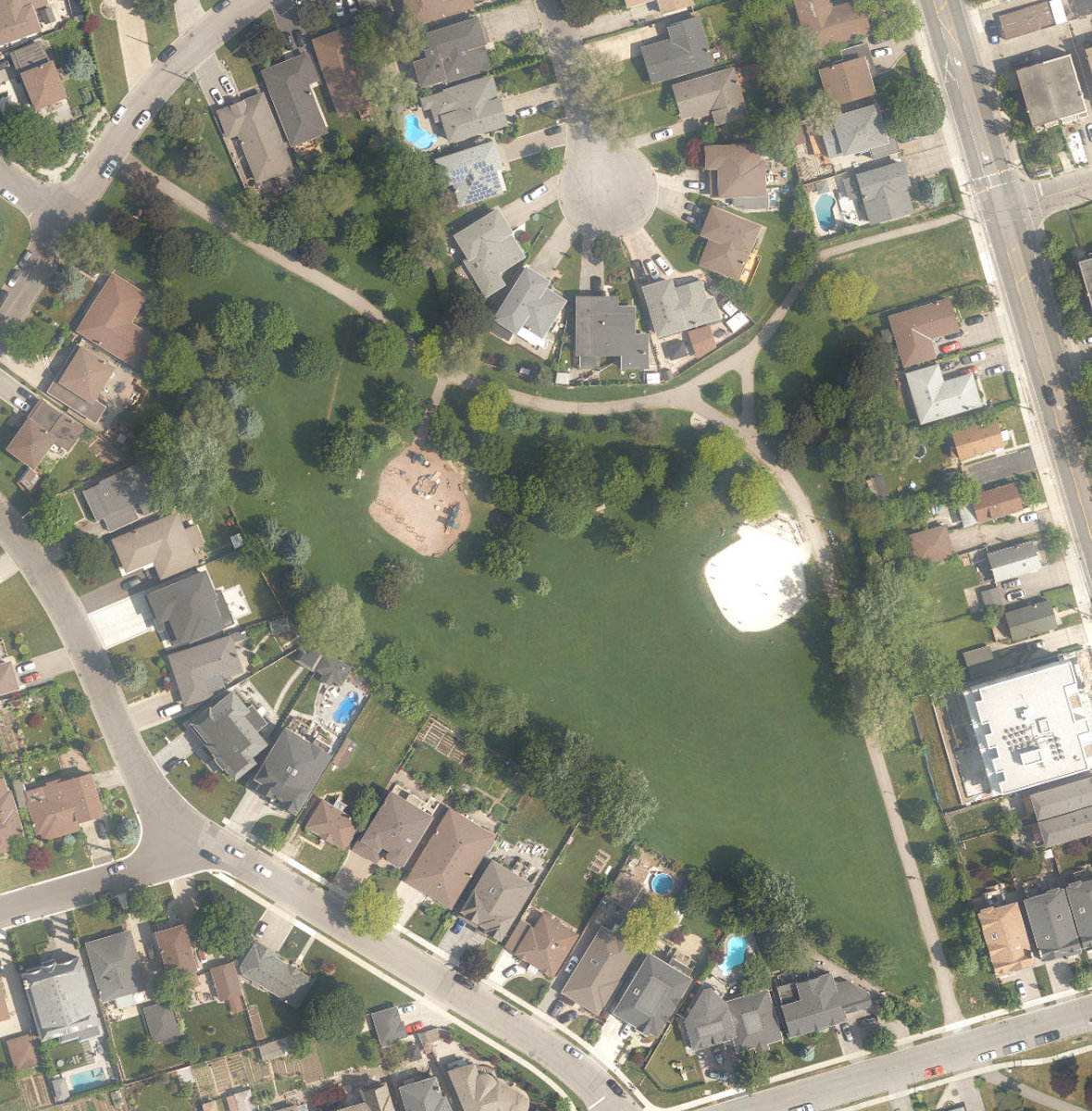 Wenderly Park, aerial top-down view