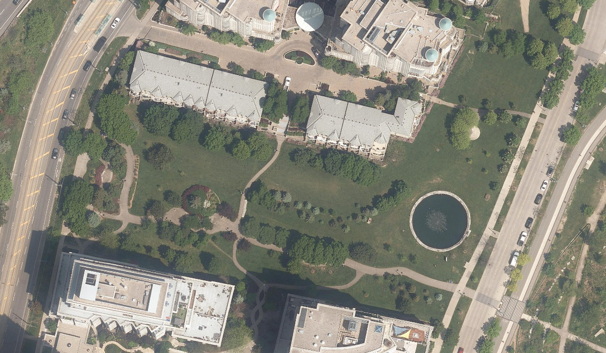 Jean Augustine Park, aerial top-down view