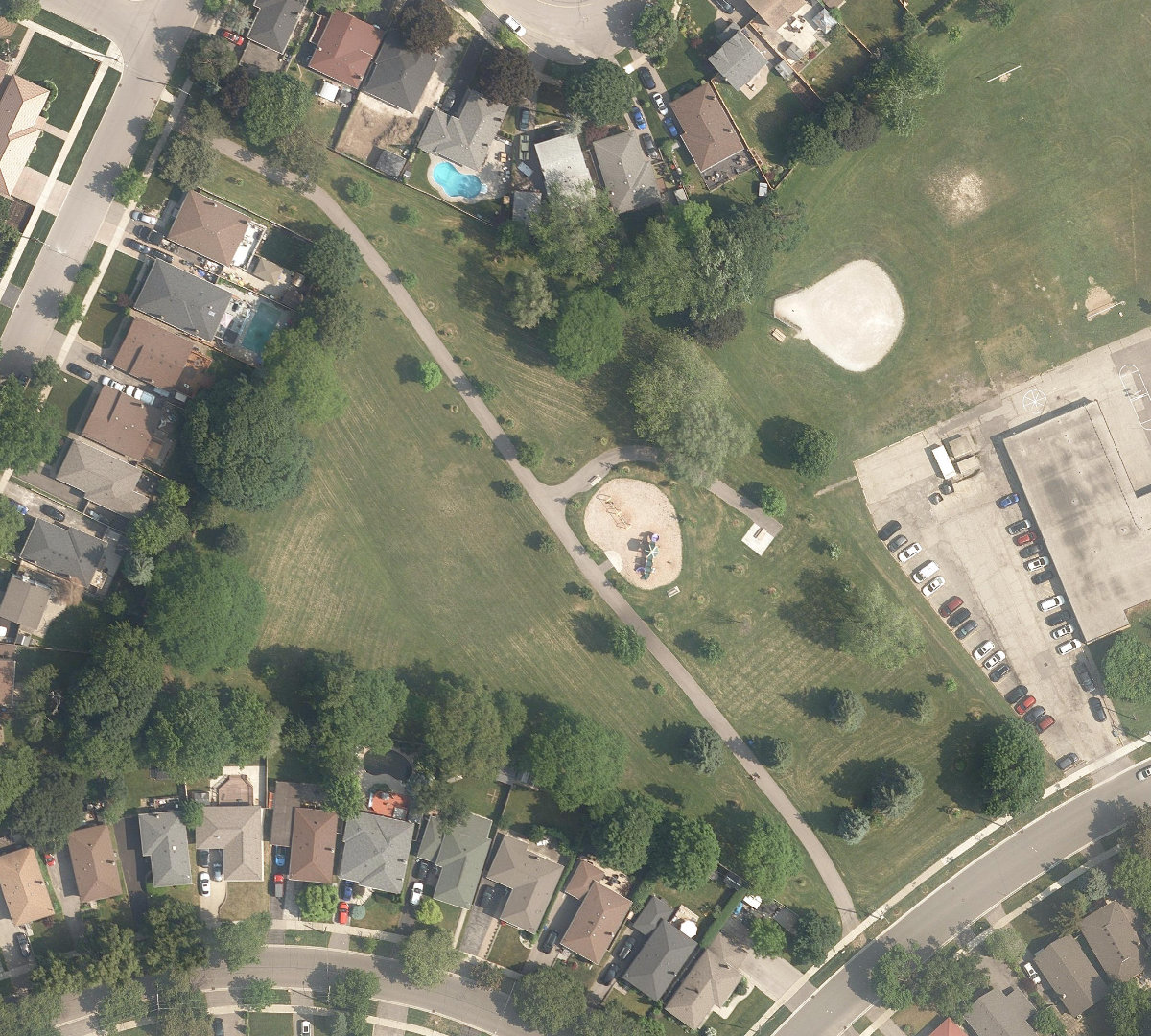 Briar Crest Park, aerial top-down view