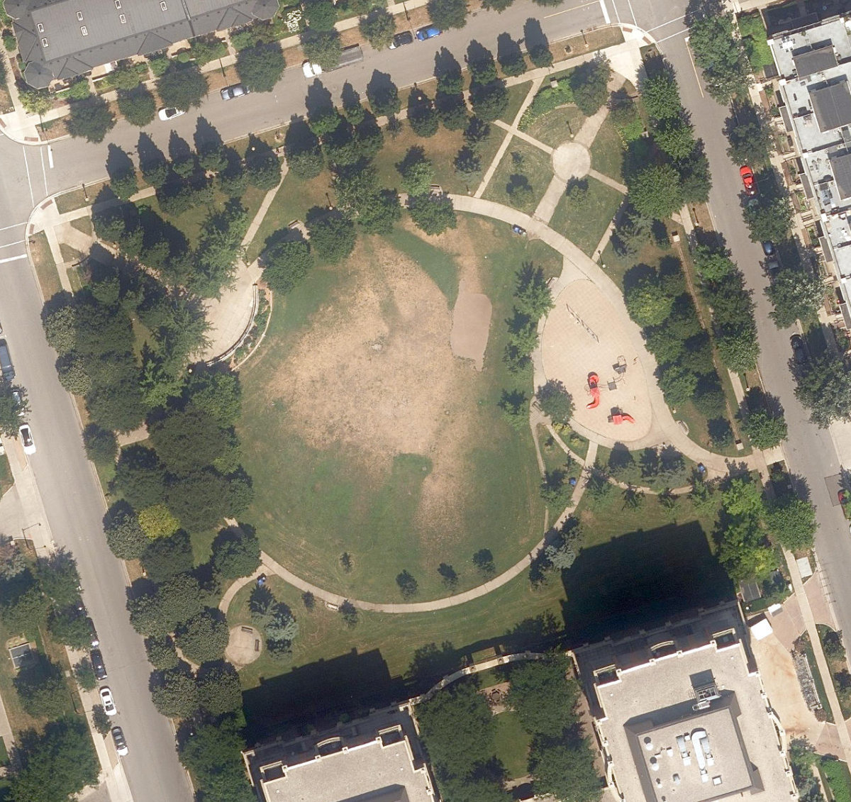 Avondale Park, aerial top-down view