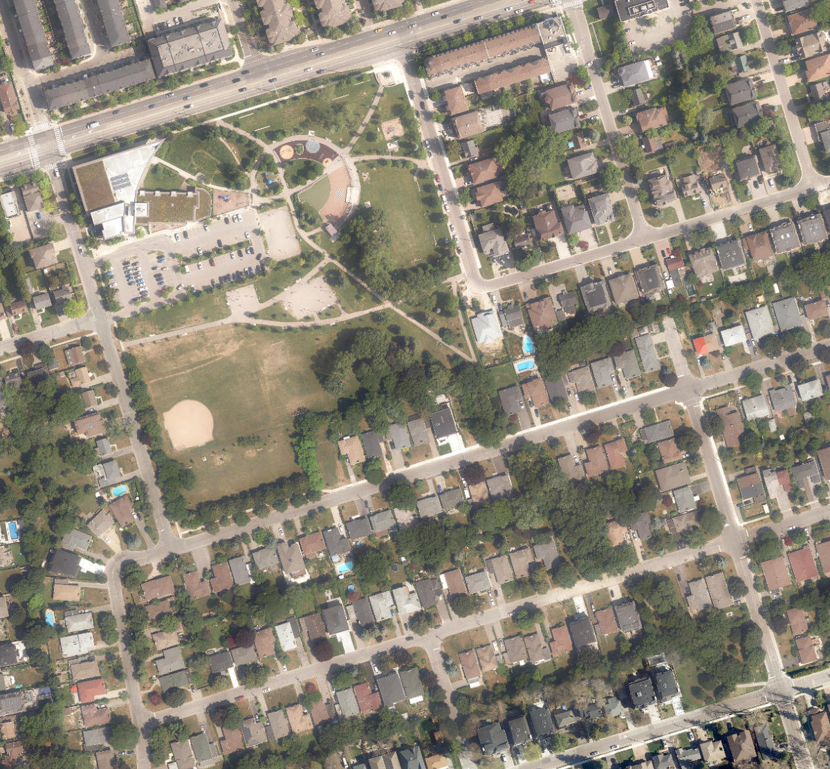 Edithvale Park, aerial top-down view