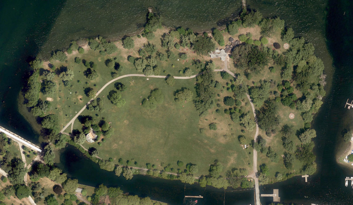 Toronto Islands - Olympic Island Park, aerial top-down view