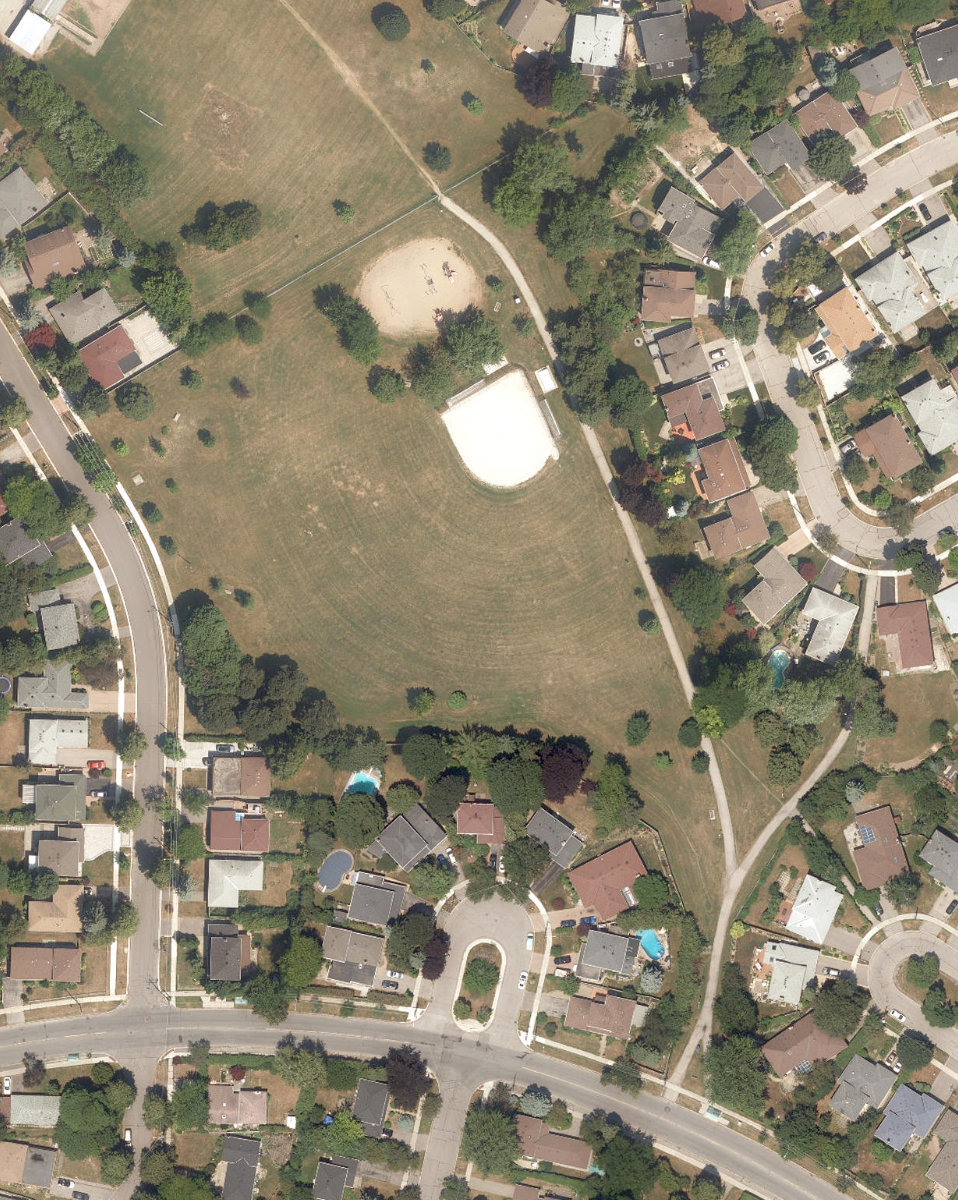 Hobart Park, aerial top-down view