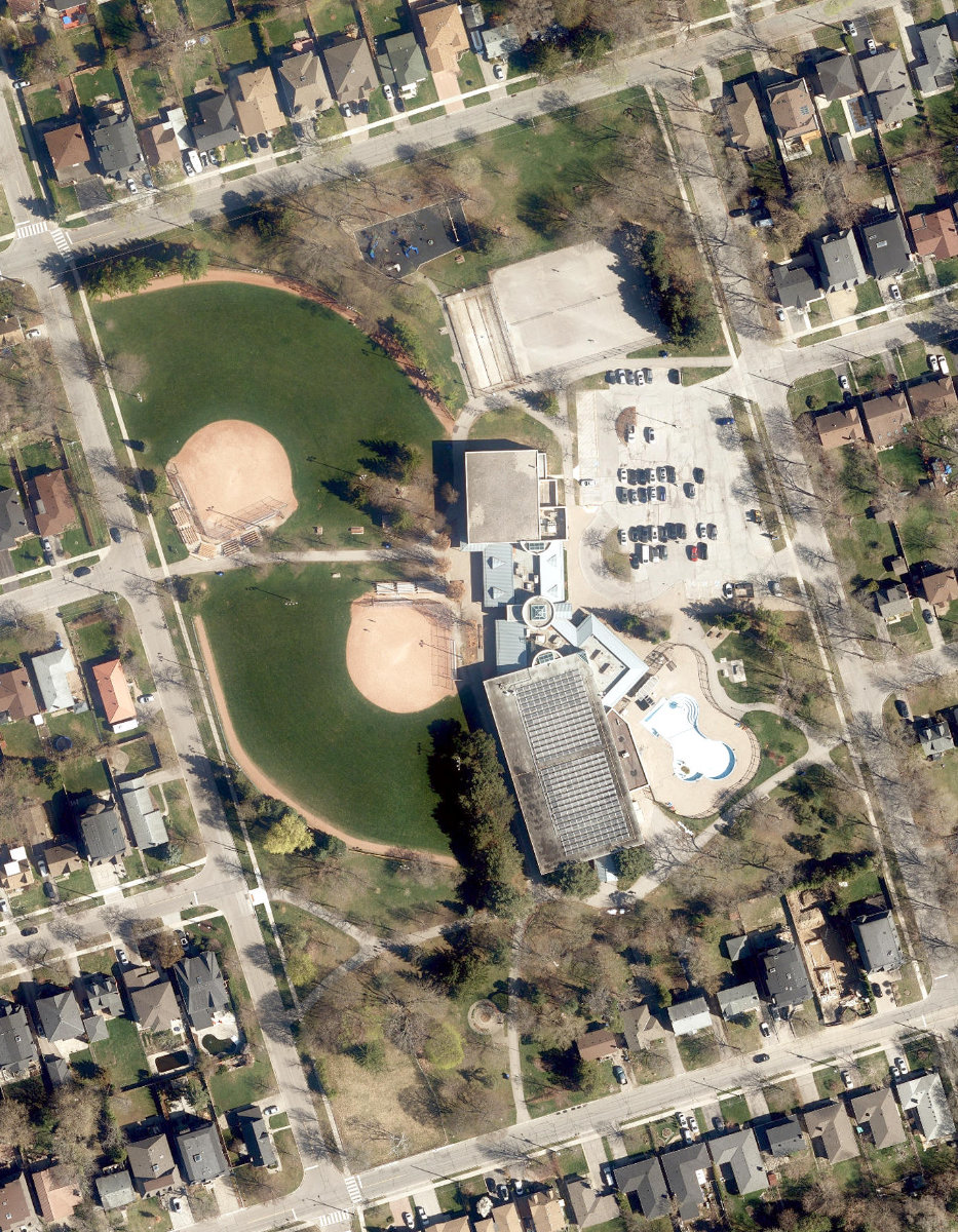 Goulding Park, aerial top-down view
