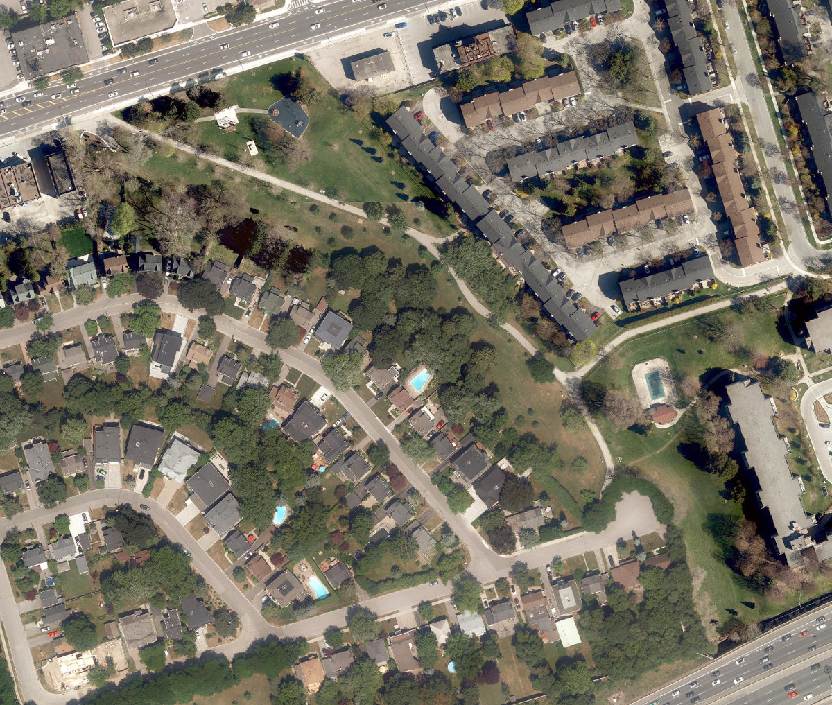 Sheppard East Park, aerial top-down view
