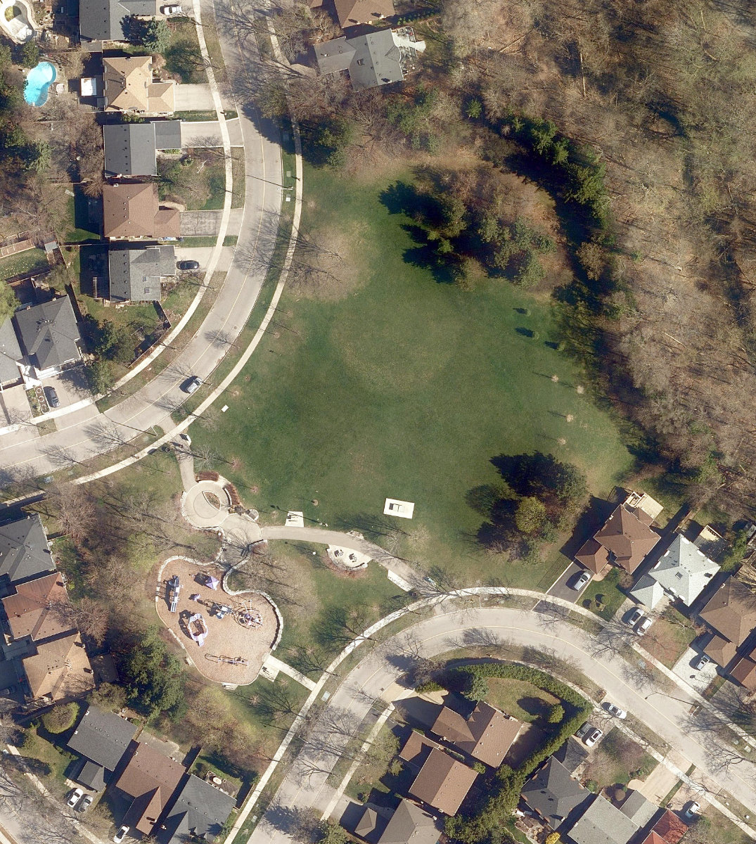 Hidden Trail Park, aerial top-down view