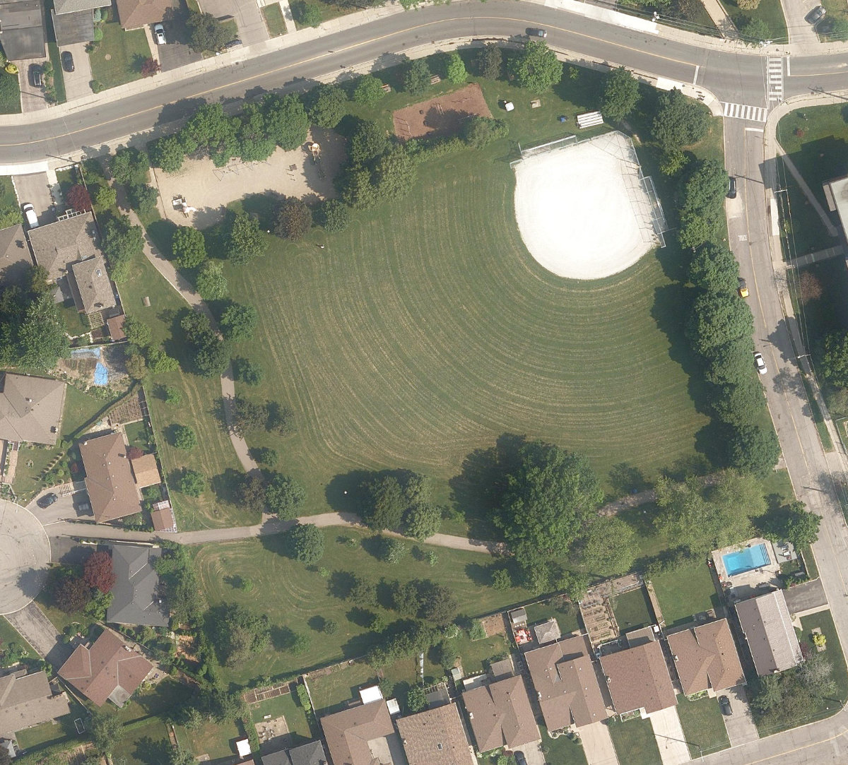 Gulliver Park, aerial top-down view