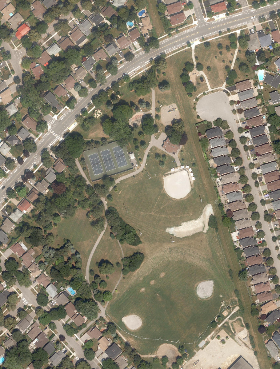 Bridlewood Park, aerial top-down view