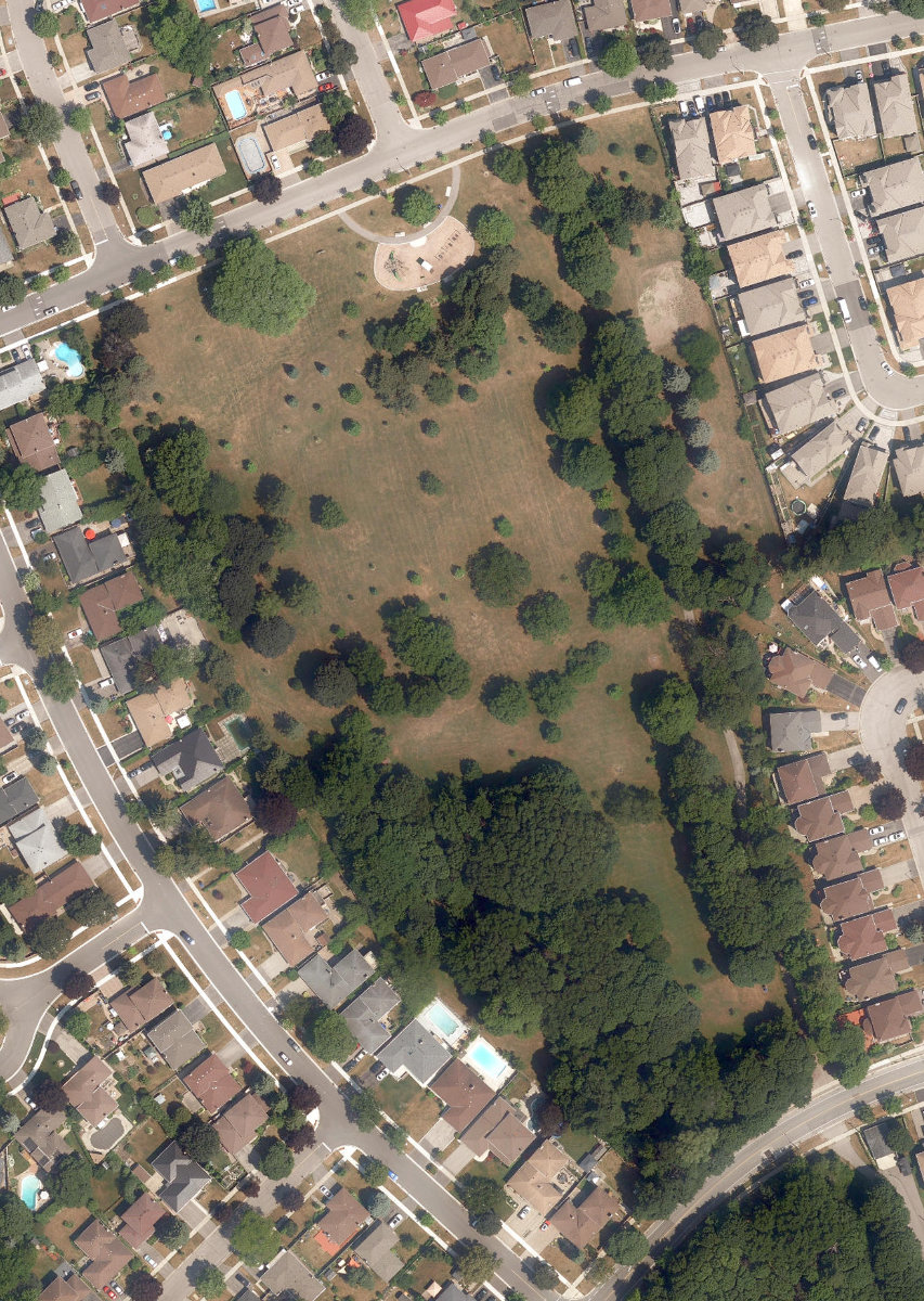 Brooks Road Park, aerial top-down view