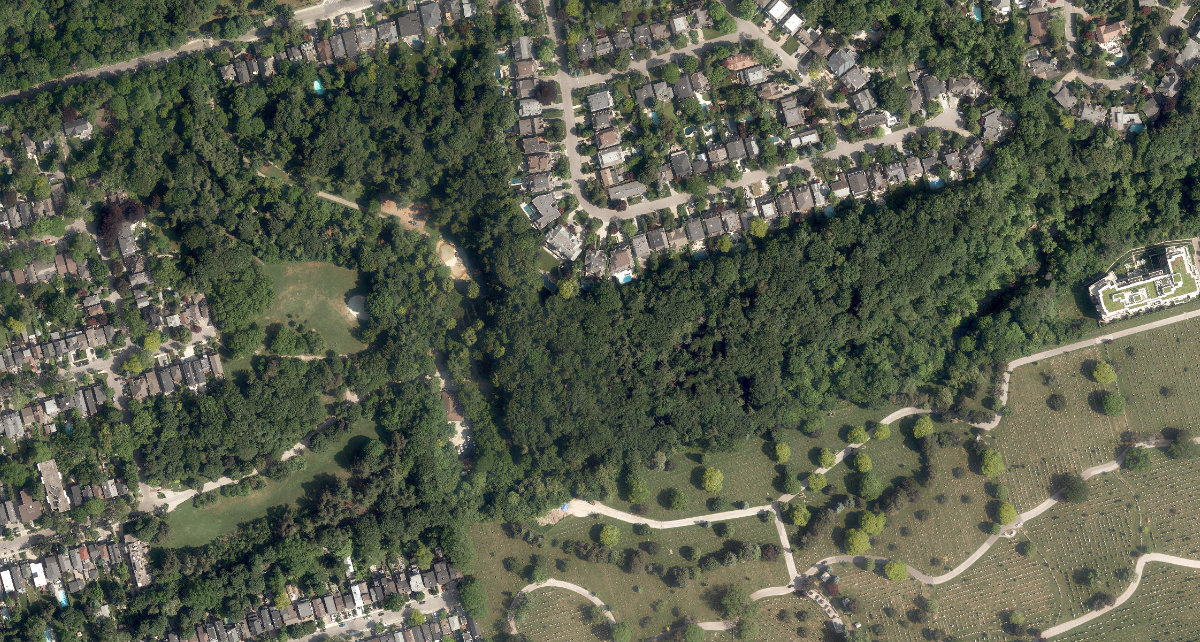 Sherwood Park, aerial top-down view