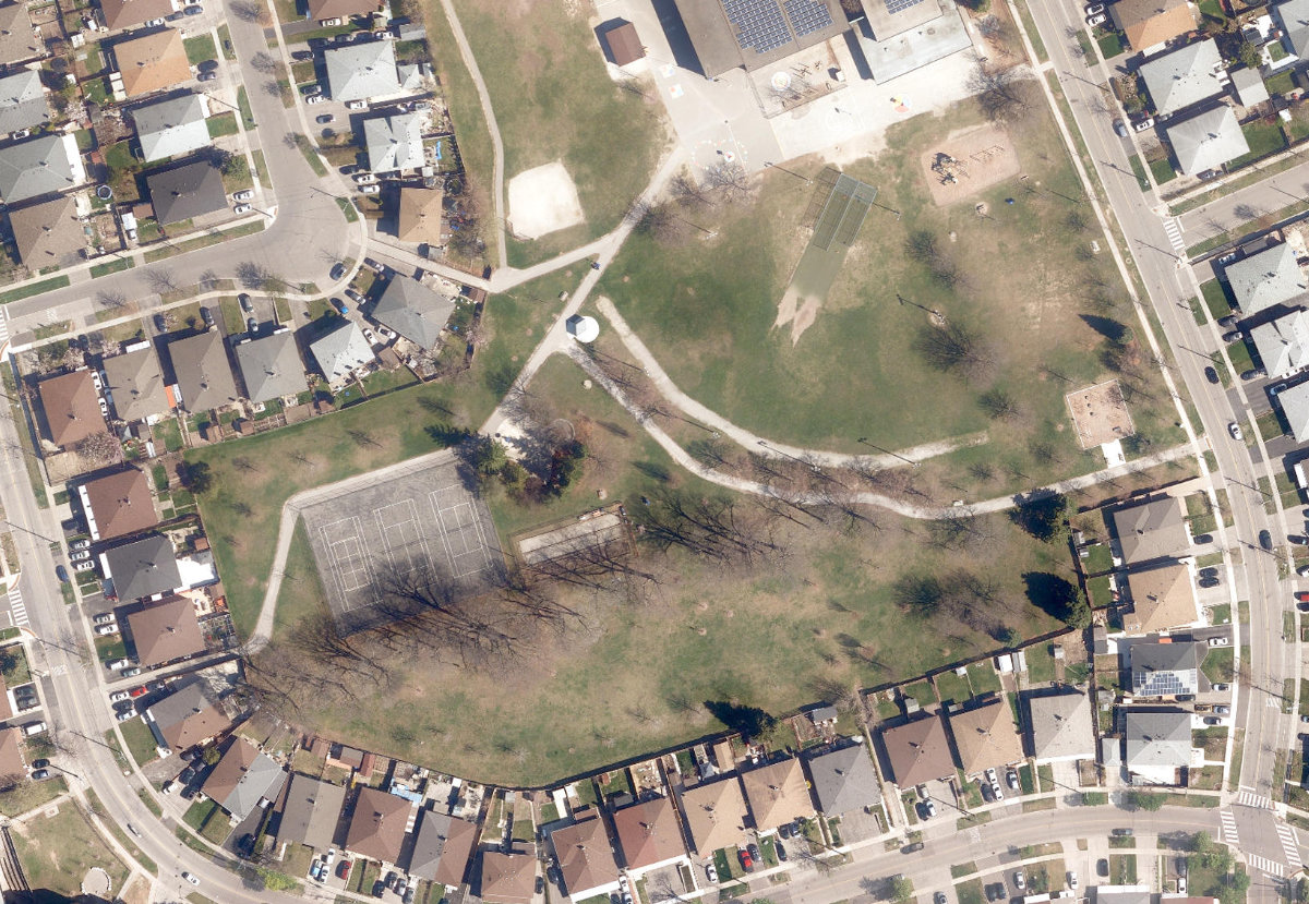 Gracedale Park, aerial top-down view
