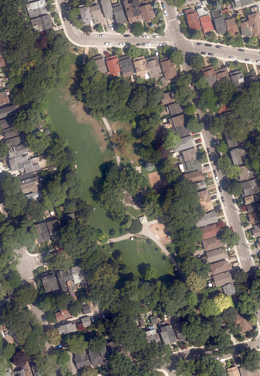 Cassels Avenue Playground, aerial top-down view