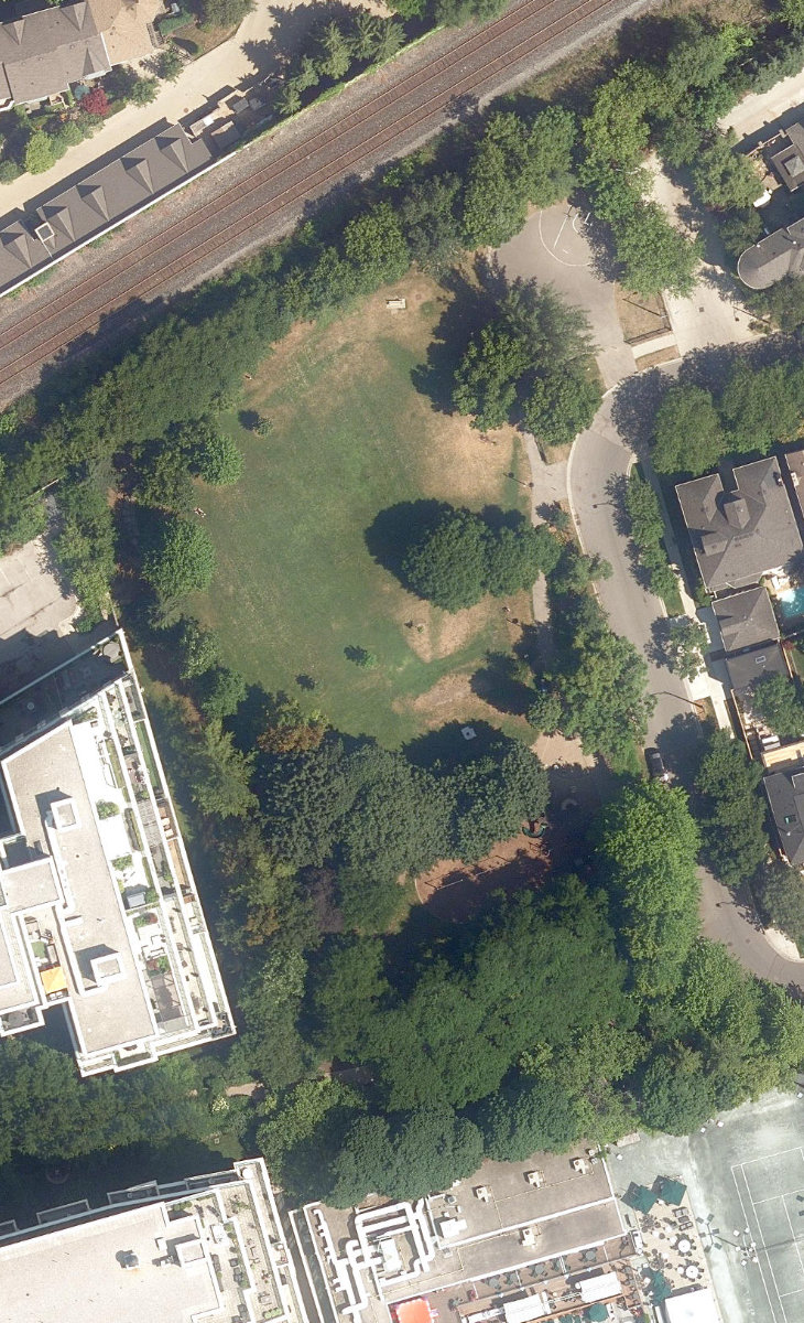 Pricefield Road Playground, aerial top-down view