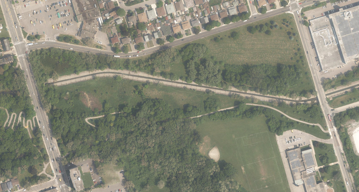 Black Creek Site West, aerial top-down view