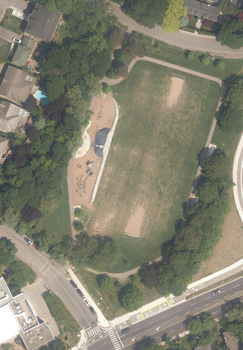 Humbertown Park, aerial top-down view