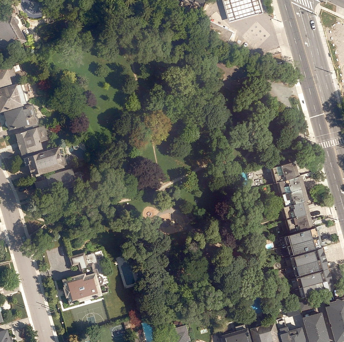 Forest Hill Road Park, aerial top-down view