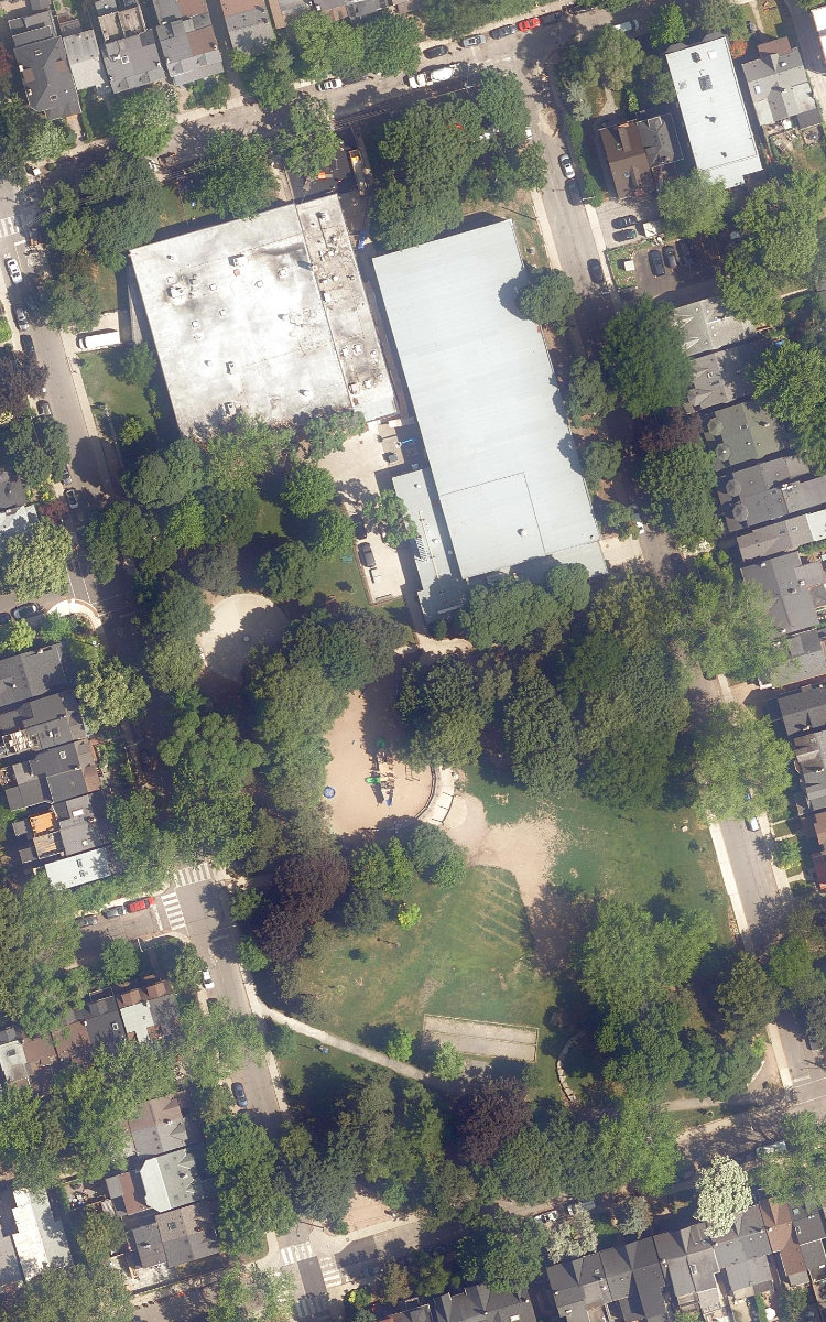Vermont Square Park, aerial top-down view