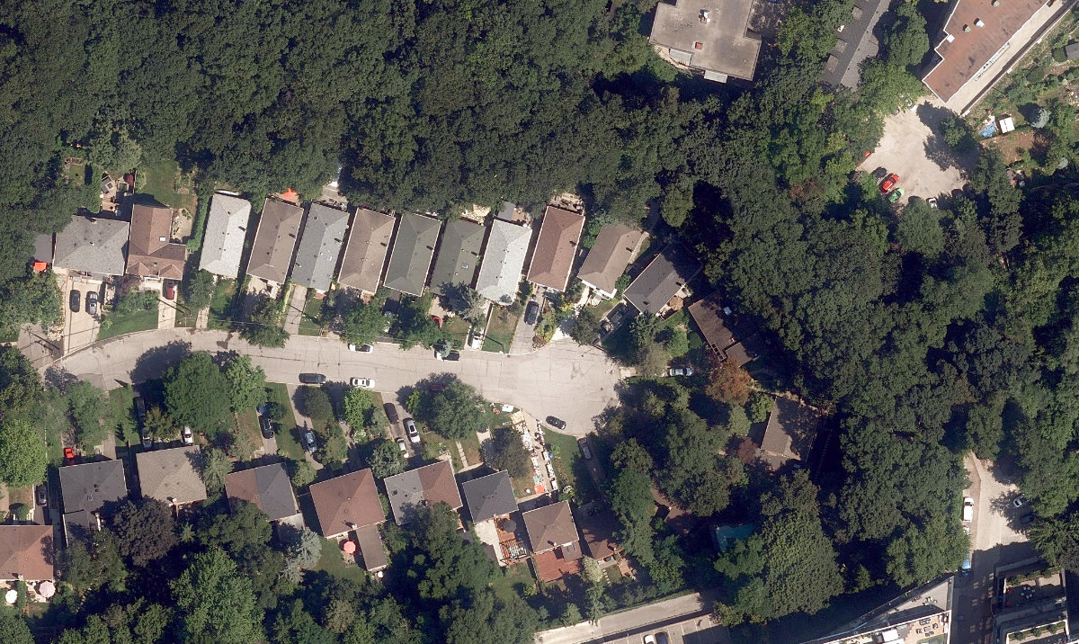 Glen Davis Ravine, aerial top-down view
