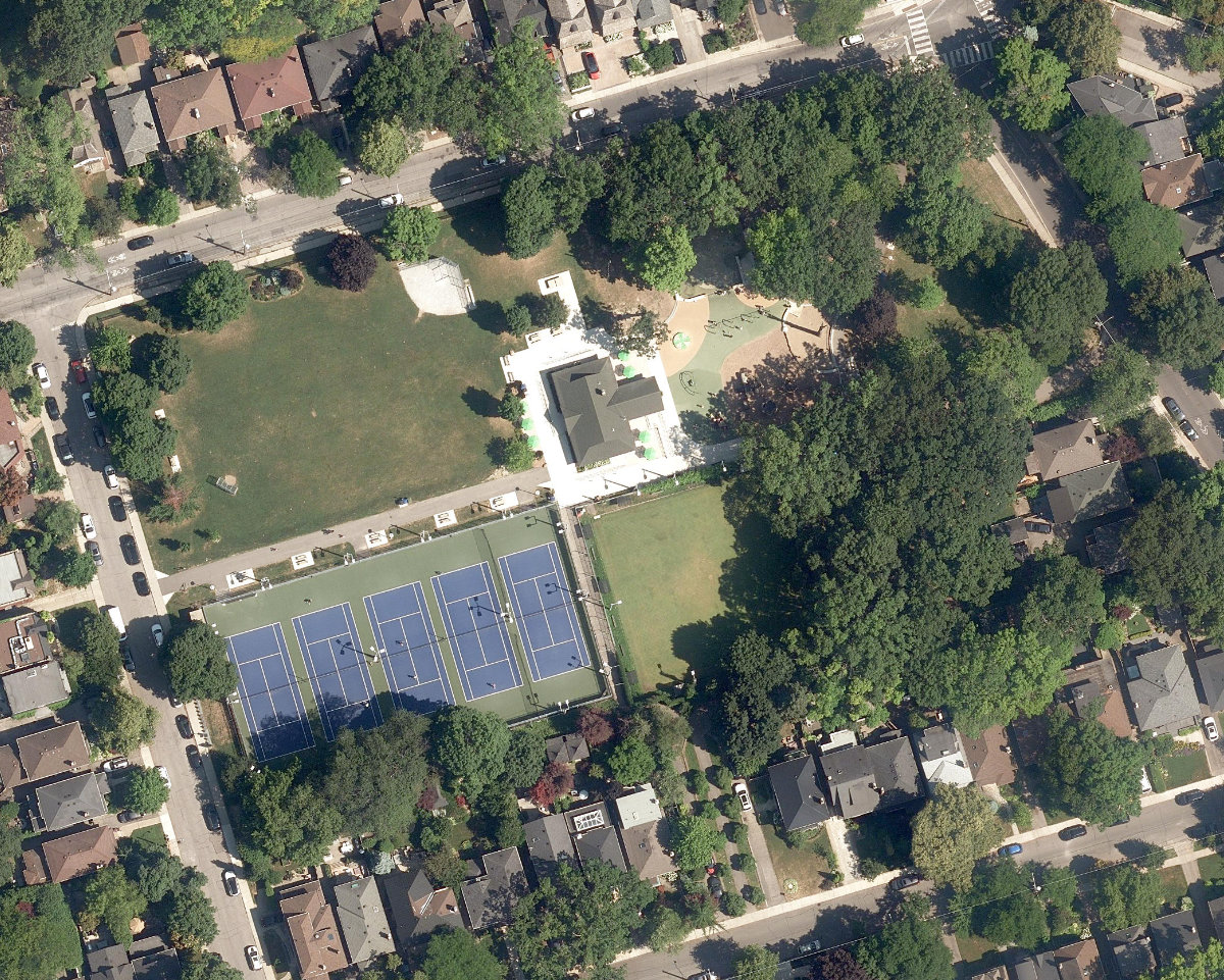 Moorevale Park, aerial top-down view
