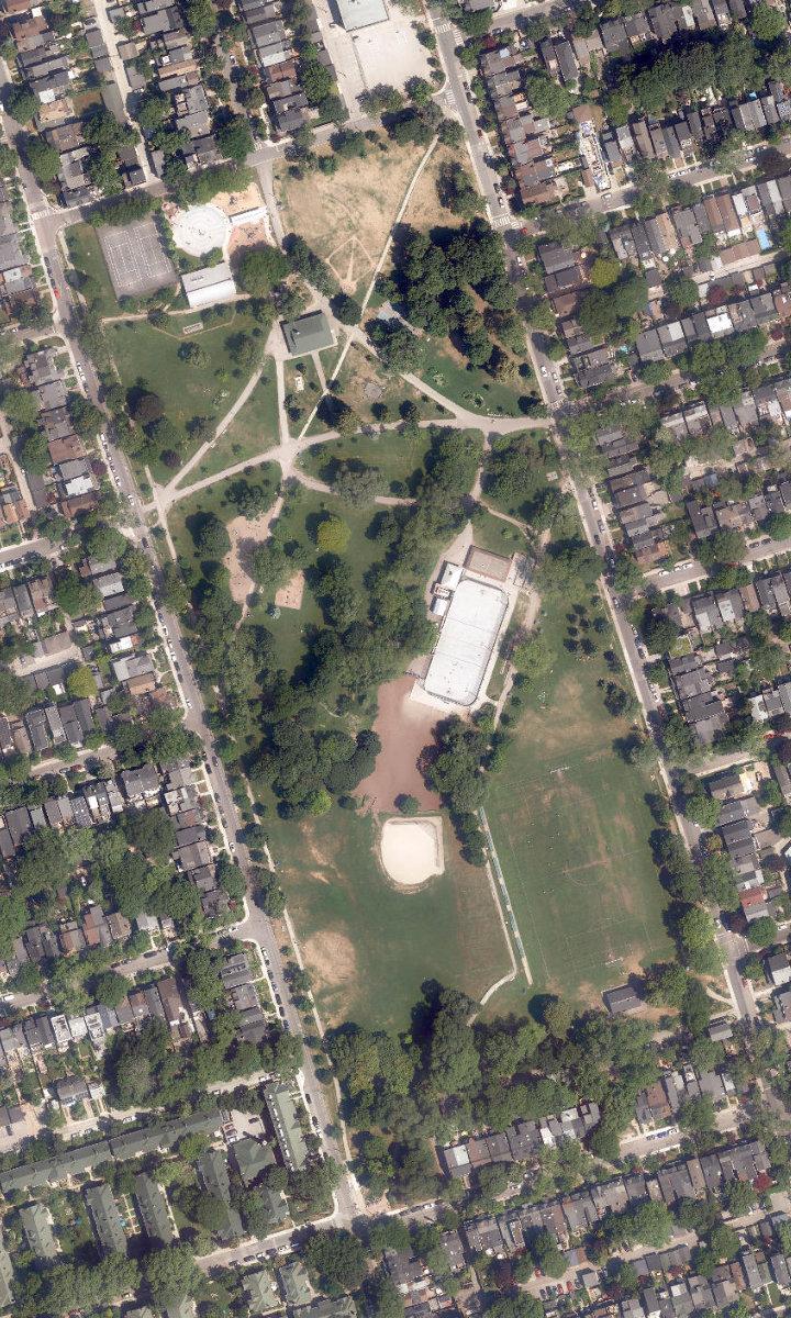 Withrow Park, aerial top-down view