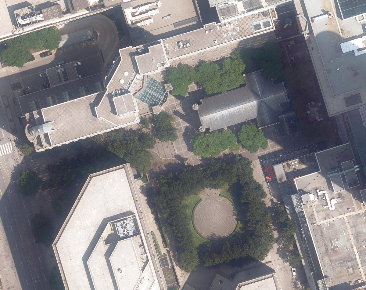 Trinity Square, aerial top-down view