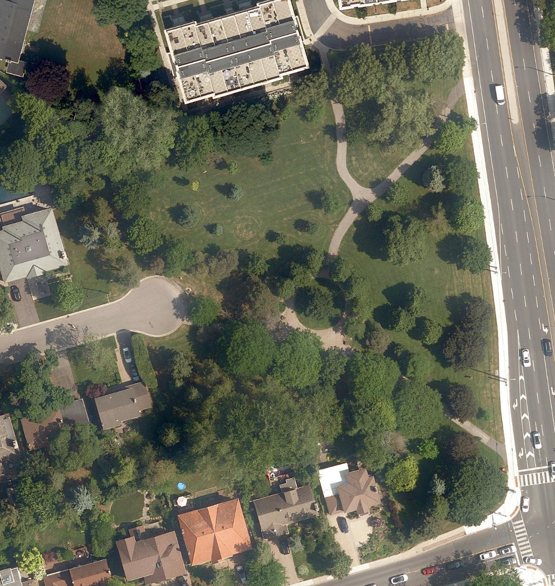 Stratford Park, aerial top-down view