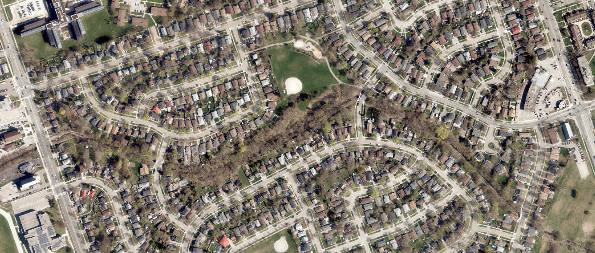 Rexdale Park, aerial top-down view
