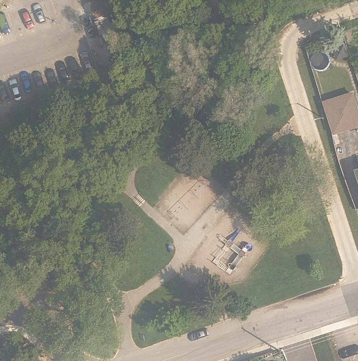 Cayuga Park, aerial top-down view