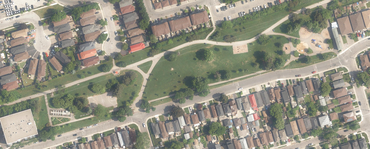 Walter Saunders Memorial Park, aerial top-down view