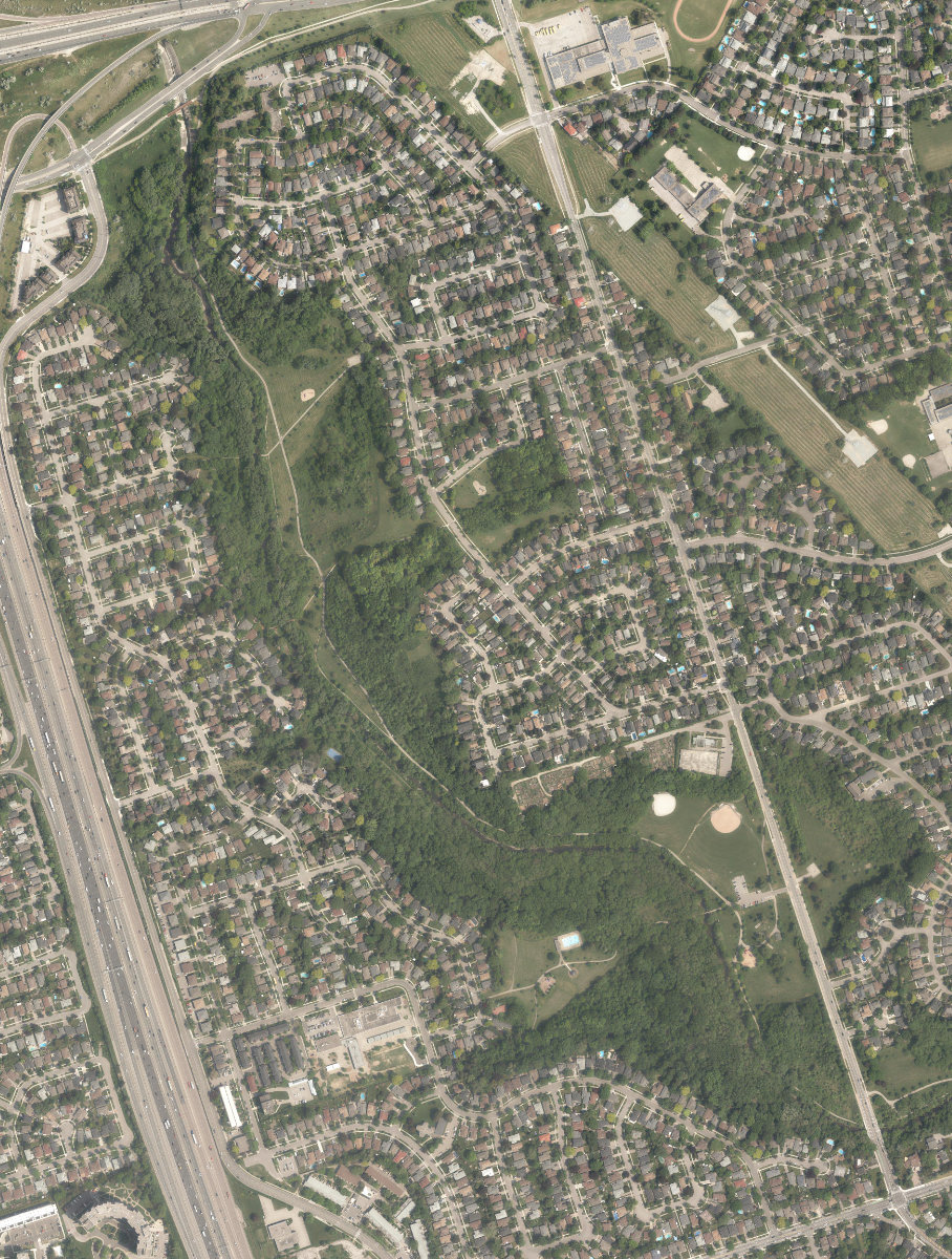 West Deane Park, aerial top-down view