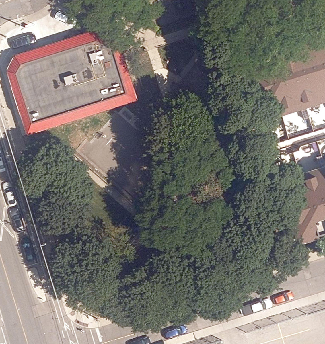 Oak Street Park, aerial top-down view