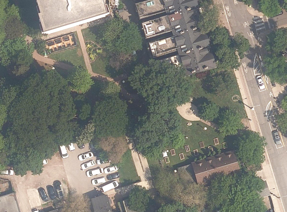 Winchester Square Park, aerial top-down view