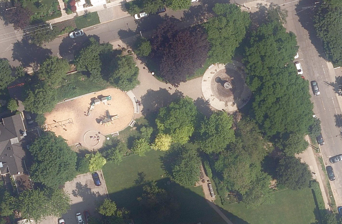 Taddle Creek Park, aerial top-down view