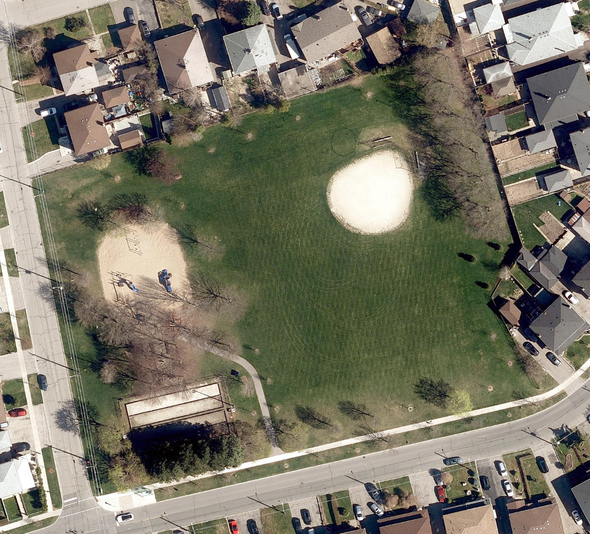 Giltspur Park, aerial top-down view