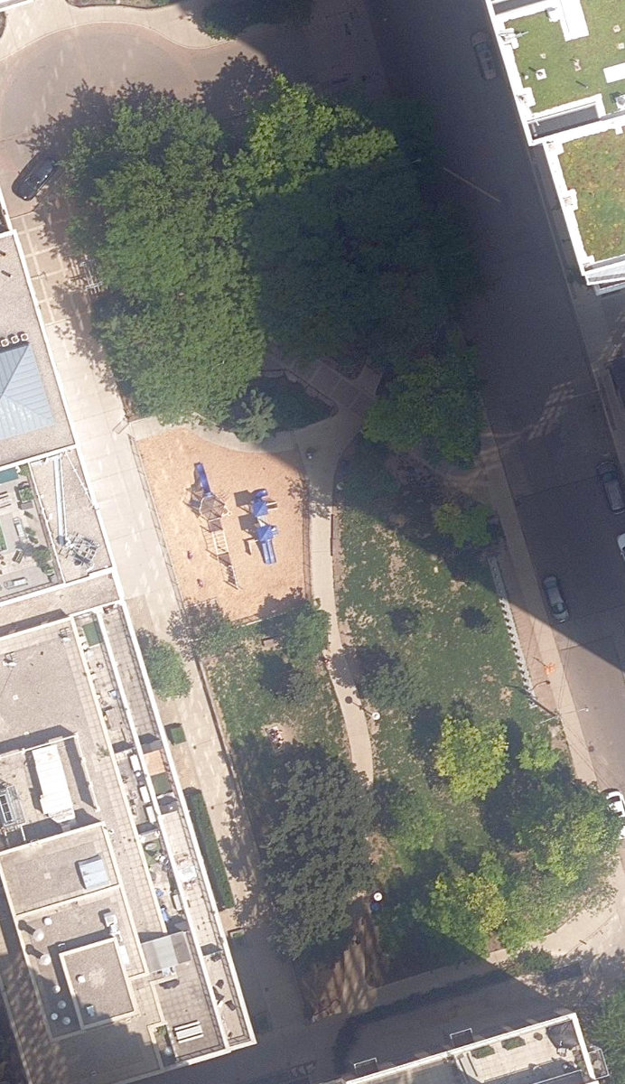 Arena Gardens, aerial top-down view