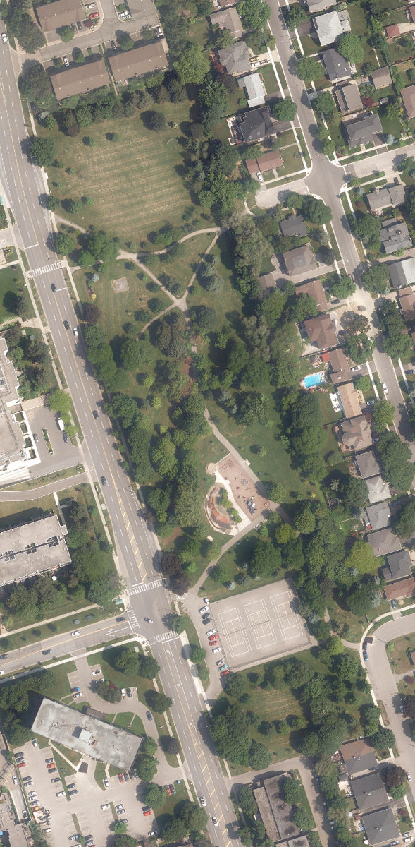 East Mall Park, aerial top-down view