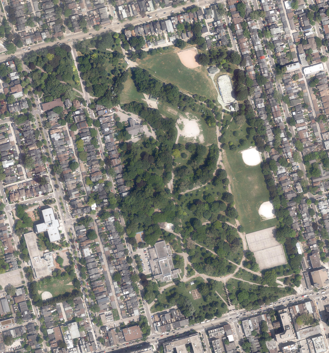 Trinity Bellwoods Park, aerial top-down view