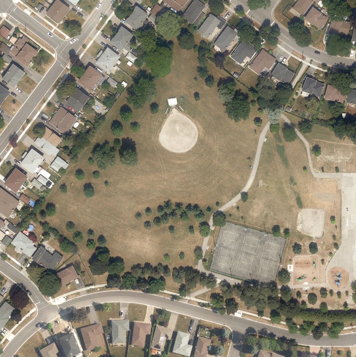 Sweeney Park, aerial top-down view