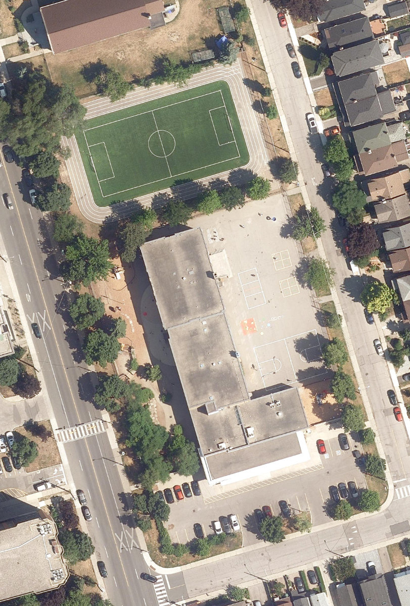 HOLY CROSS CATHOLIC SECONDARY SCHOOL - Building Grounds, aerial top-down view