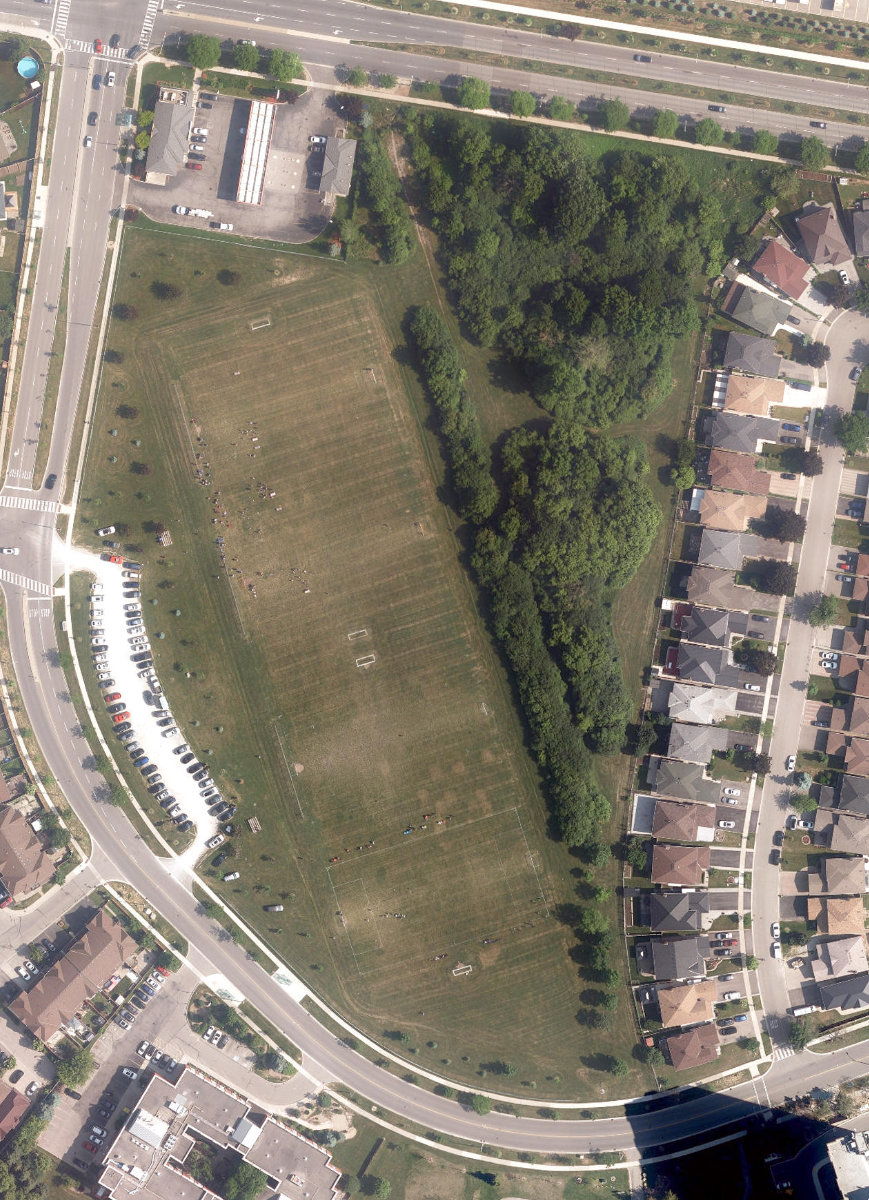 Finch - Humberline Sportsfields, aerial top-down view