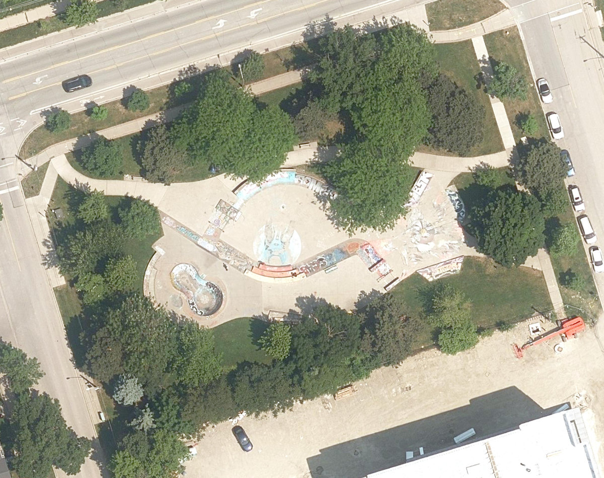 Eighth Street Park, aerial top-down view