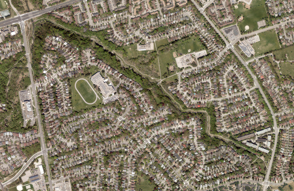 Duncan Creek Park, aerial top-down view