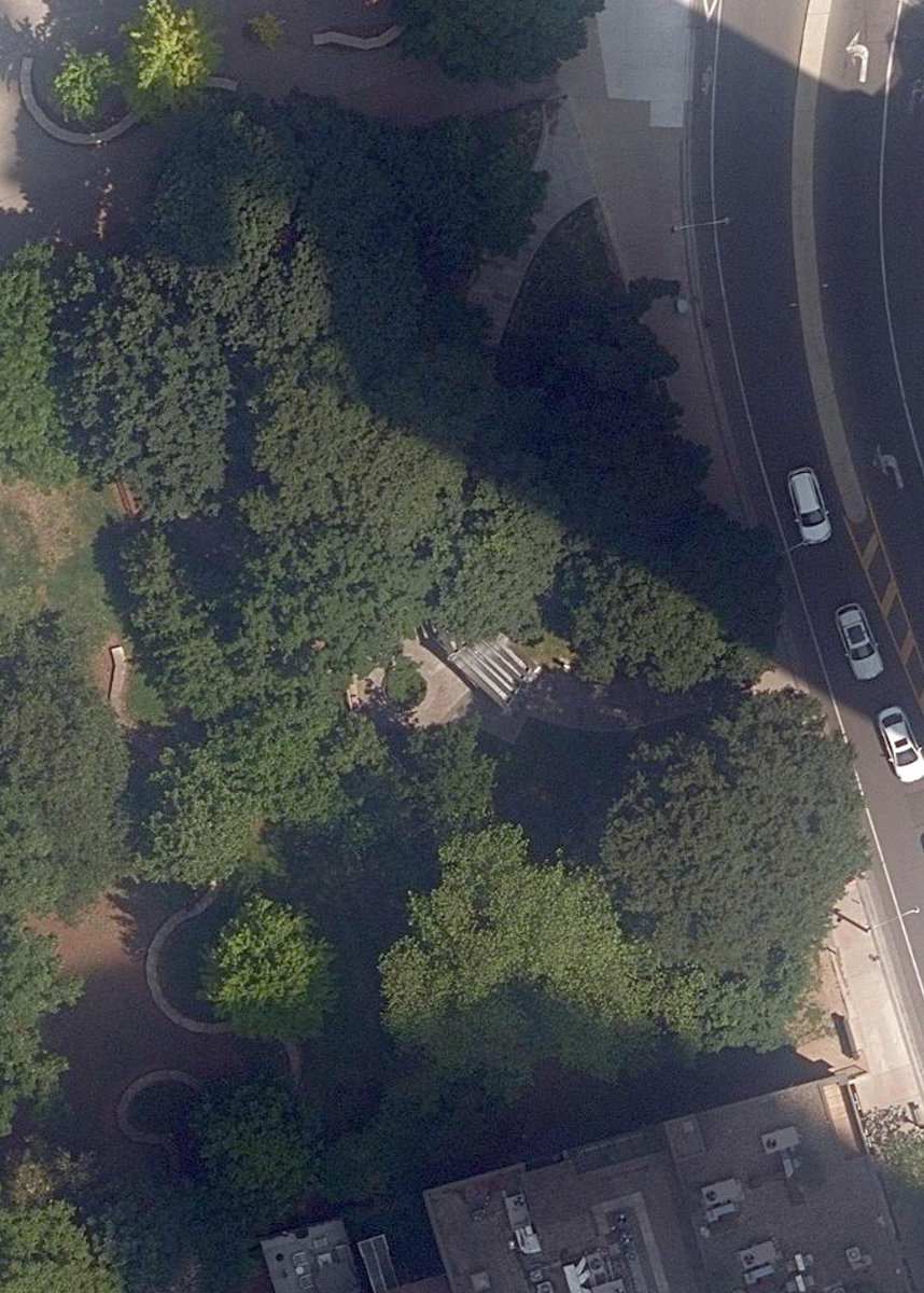 Jesse Ketchum Park, aerial top-down view